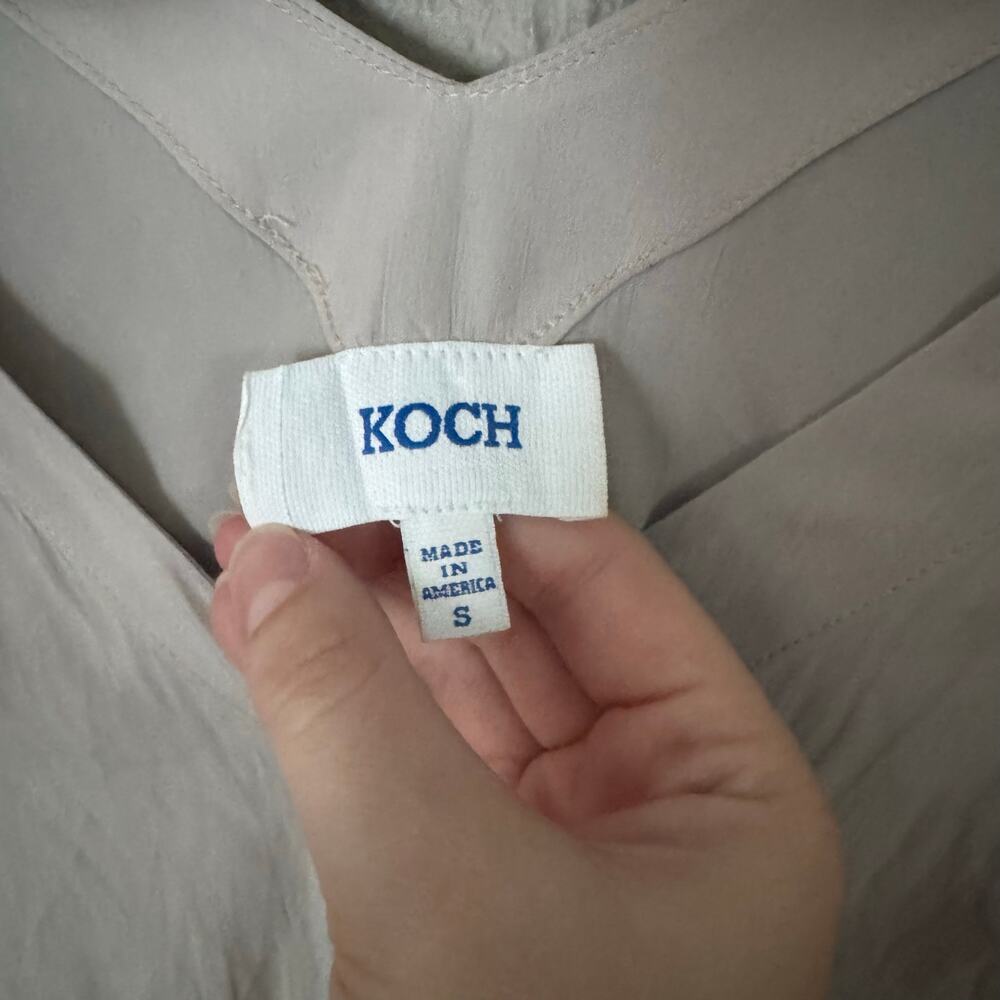 Koch Grey Ruffle Detaill Button Front Blouse Size… - image 4